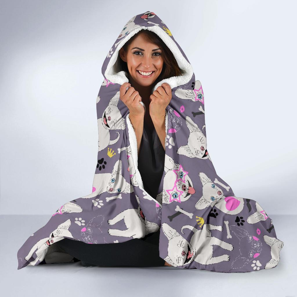 Chihuahua Print Pattern Hooded Blanket-grizzshop