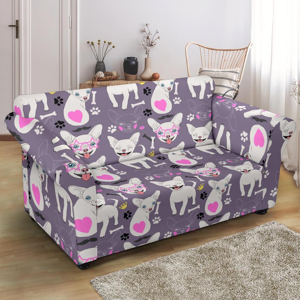 Chihuahua Print Pattern Loveseat Cover-grizzshop