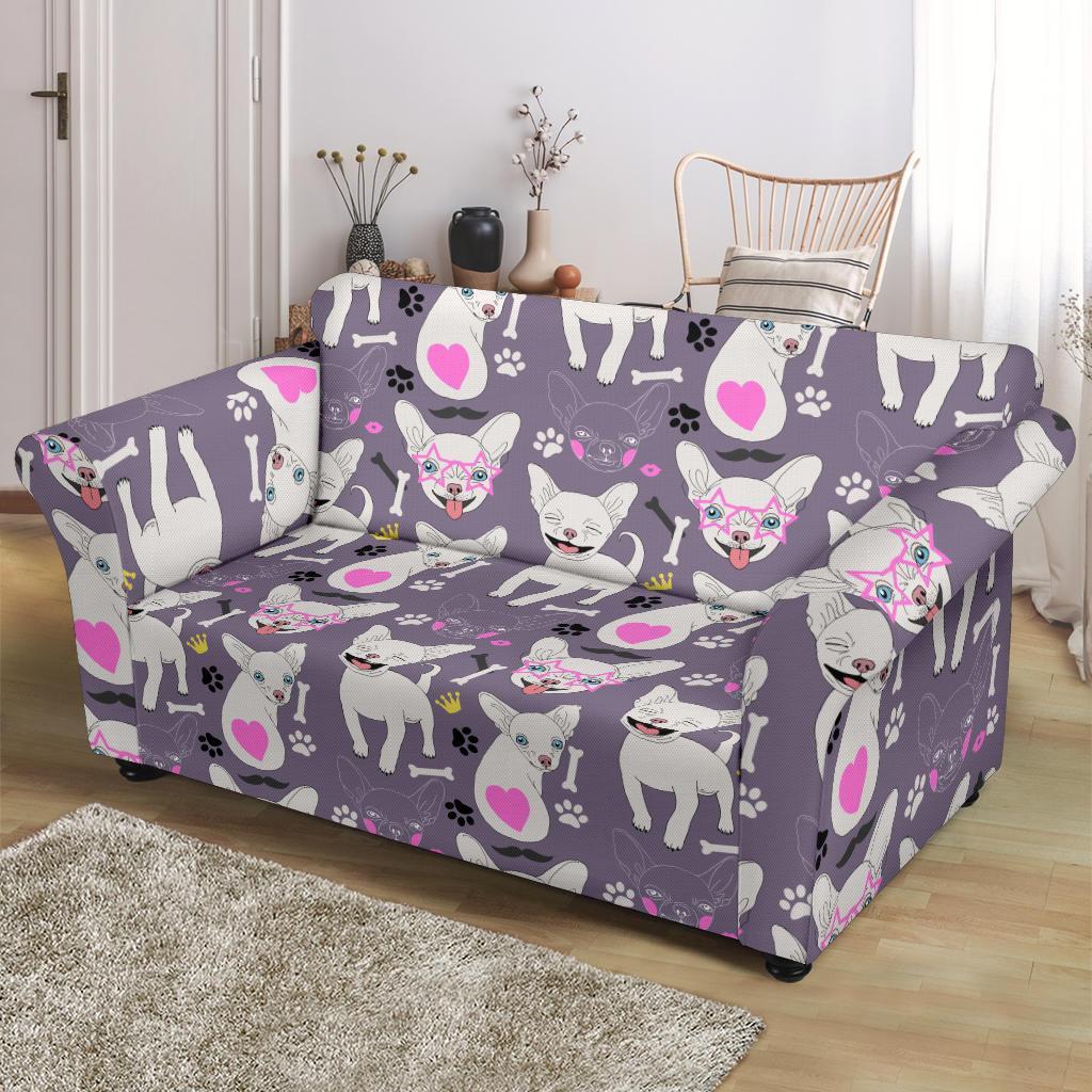 Chihuahua Print Pattern Loveseat Cover-grizzshop