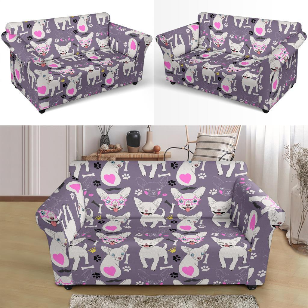 Chihuahua Print Pattern Loveseat Cover-grizzshop