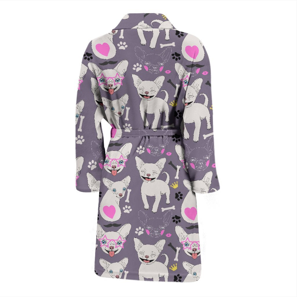 Chihuahua Print Pattern Men Long Robe-grizzshop