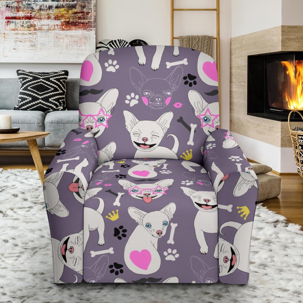 Chihuahua Print Pattern Recliner Cover-grizzshop