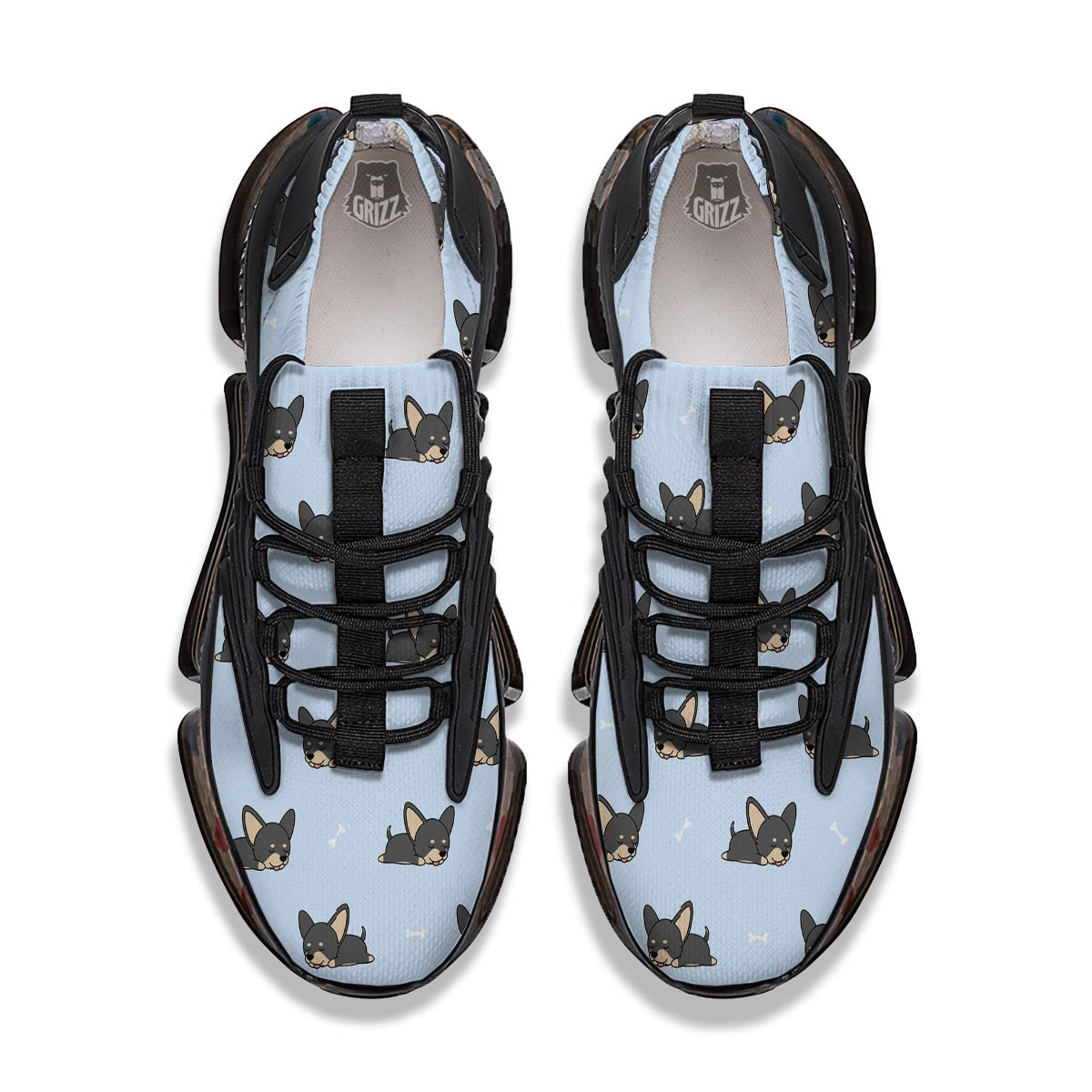 Chihuahua Sleeping Print Pattern Black Gym Shoes-grizzshop