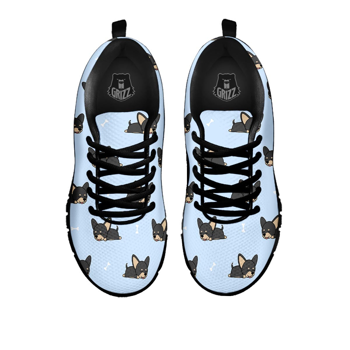 Chihuahua Sleeping Print Pattern Black Sneaker-grizzshop