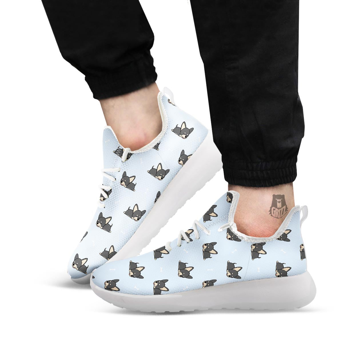 Chihuahua Sleeping Print Pattern White Athletic Shoes-grizzshop