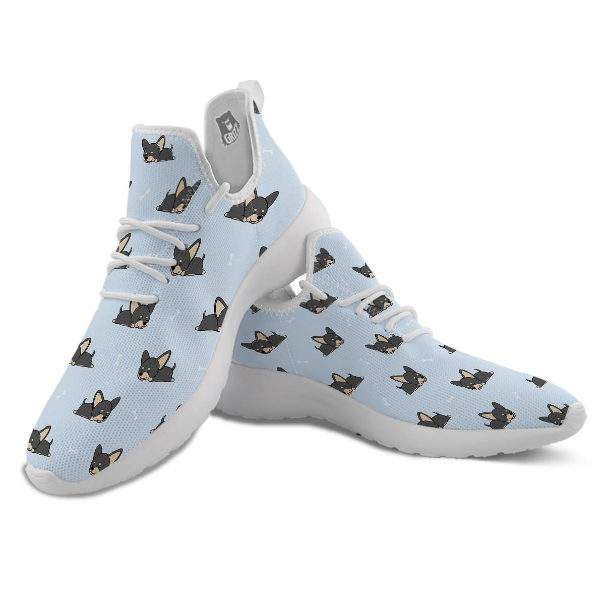 Chihuahua Sleeping Print Pattern White Athletic Shoes-grizzshop