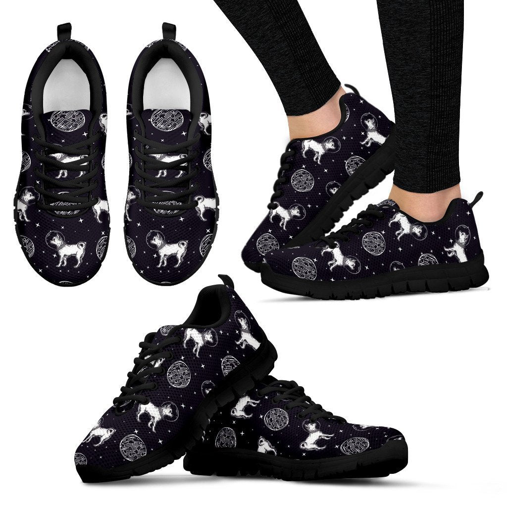 Chihuahua Space Pattern Print Black Sneaker Shoes For Men Women-grizzshop