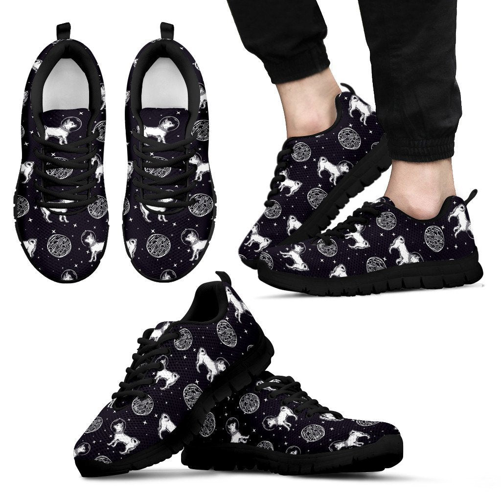 Chihuahua Space Pattern Print Black Sneaker Shoes For Men Women-grizzshop