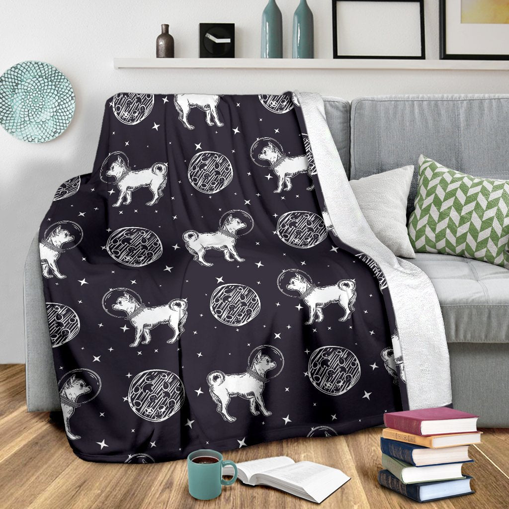 Chihuahua Space Pattern Print Blanket-grizzshop