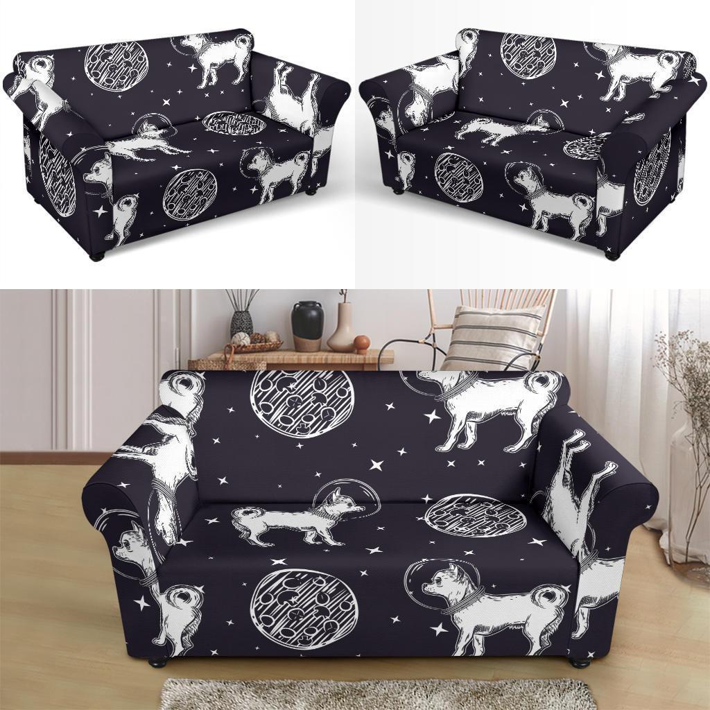 Chihuahua Space Pattern Print Loveseat Cover-grizzshop