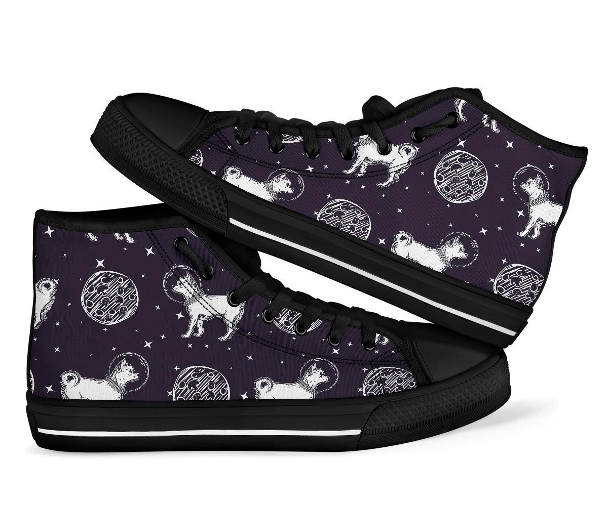 Chihuahua Space Pattern Print Men Women's High Top Shoes-grizzshop