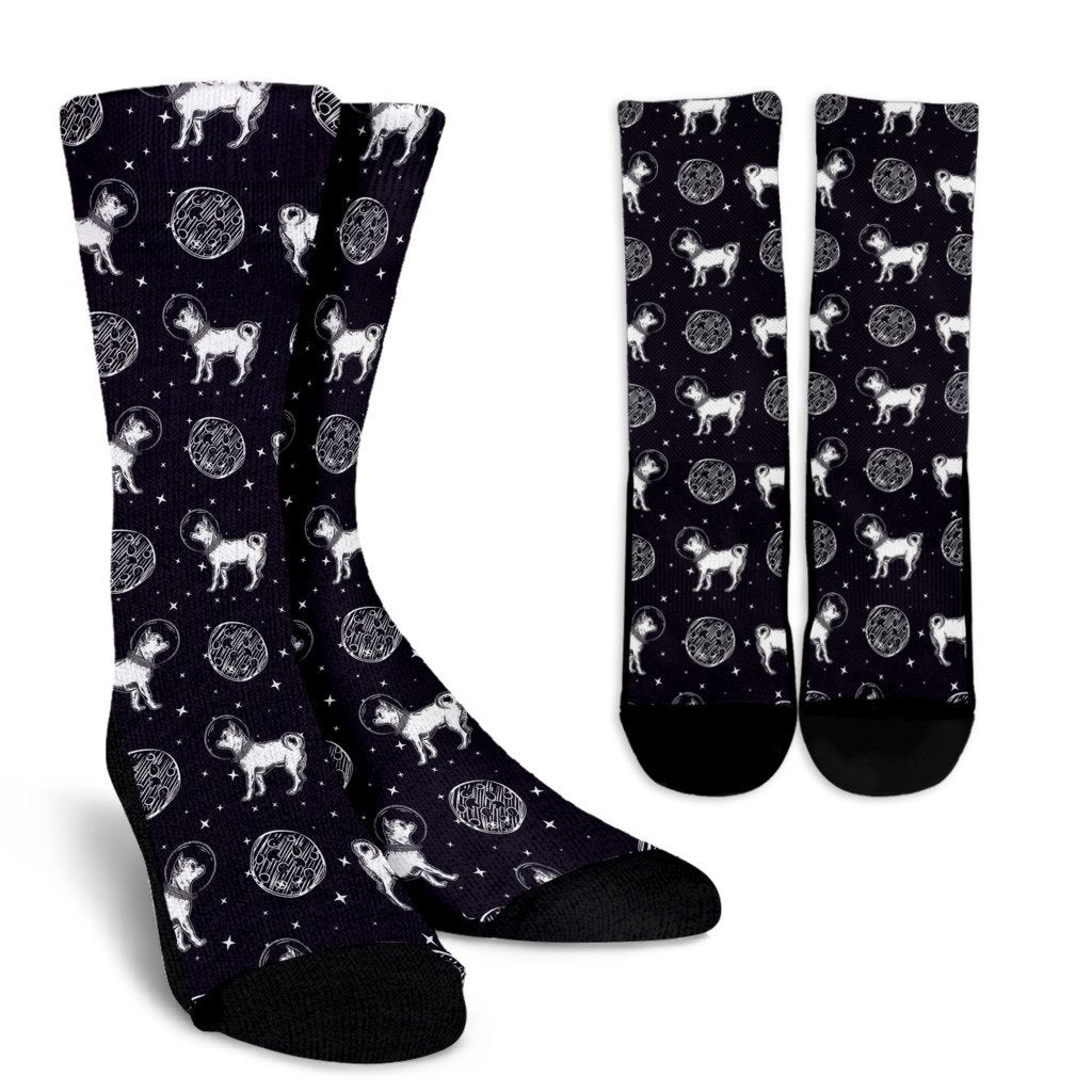Chihuahua Space Pattern Print Unisex Crew Socks-grizzshop