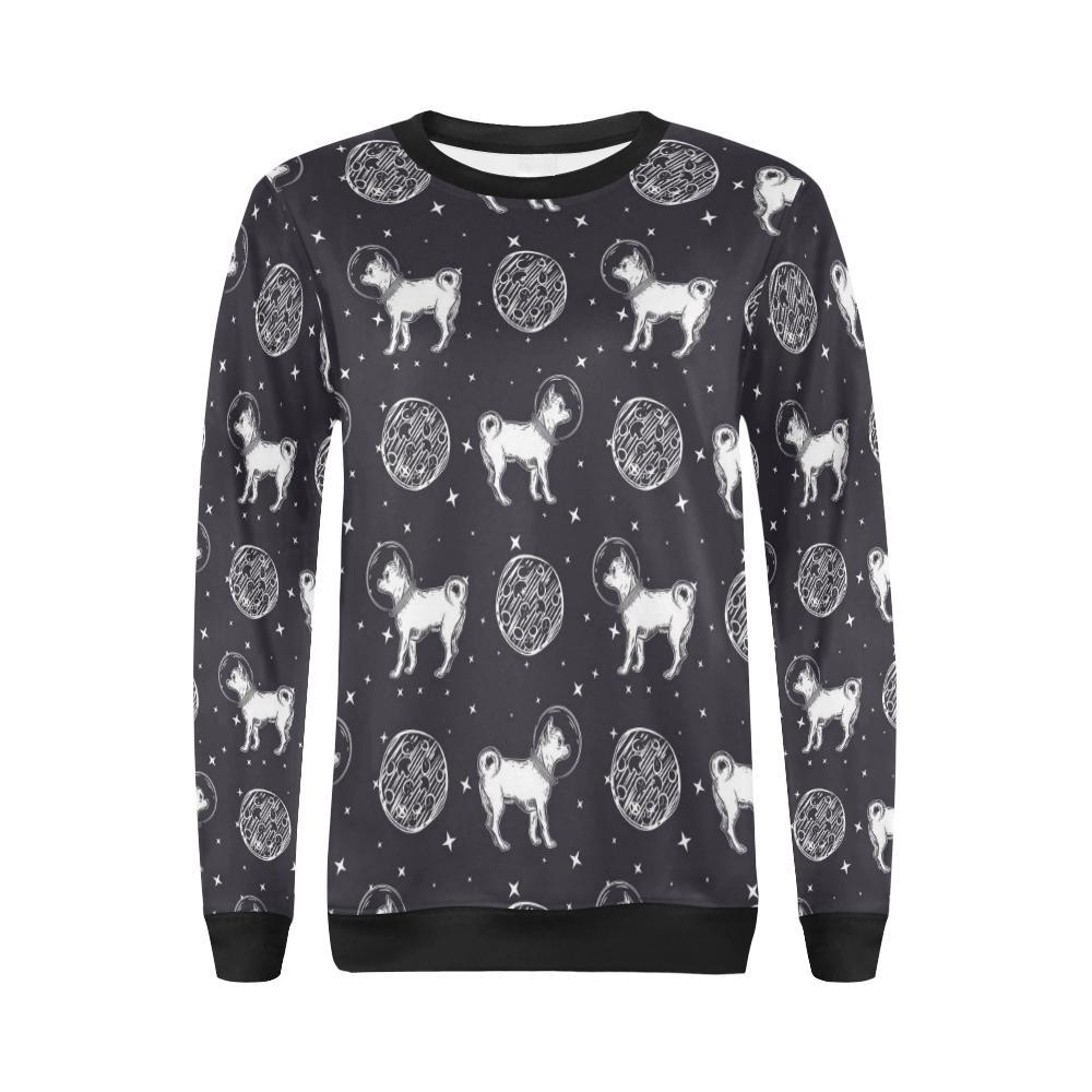 Chihuahua Space Pattern Print Women Crewneck Sweatshirt-grizzshop