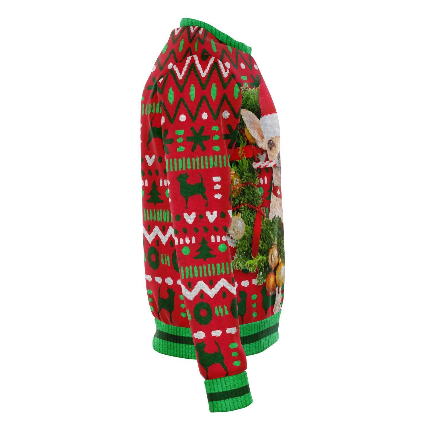 Chihuahua With Wreath Christmas Ugly Sweater-grizzshop