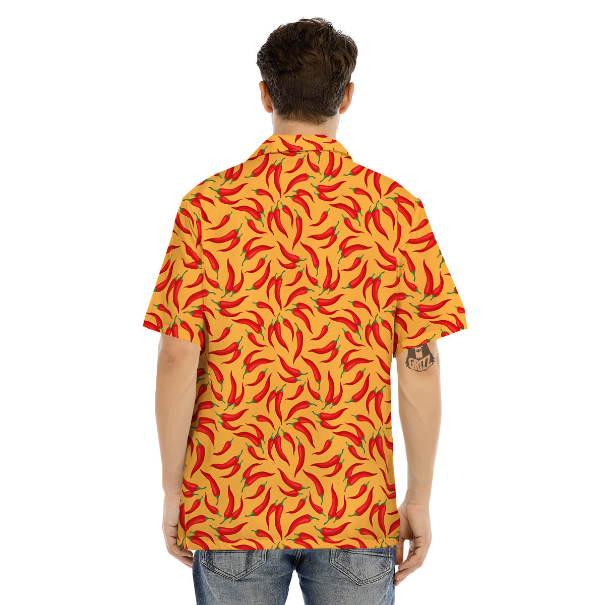 Chili Pepper And Orange Print Pattern Men's Hawaiian Shirt-grizzshop