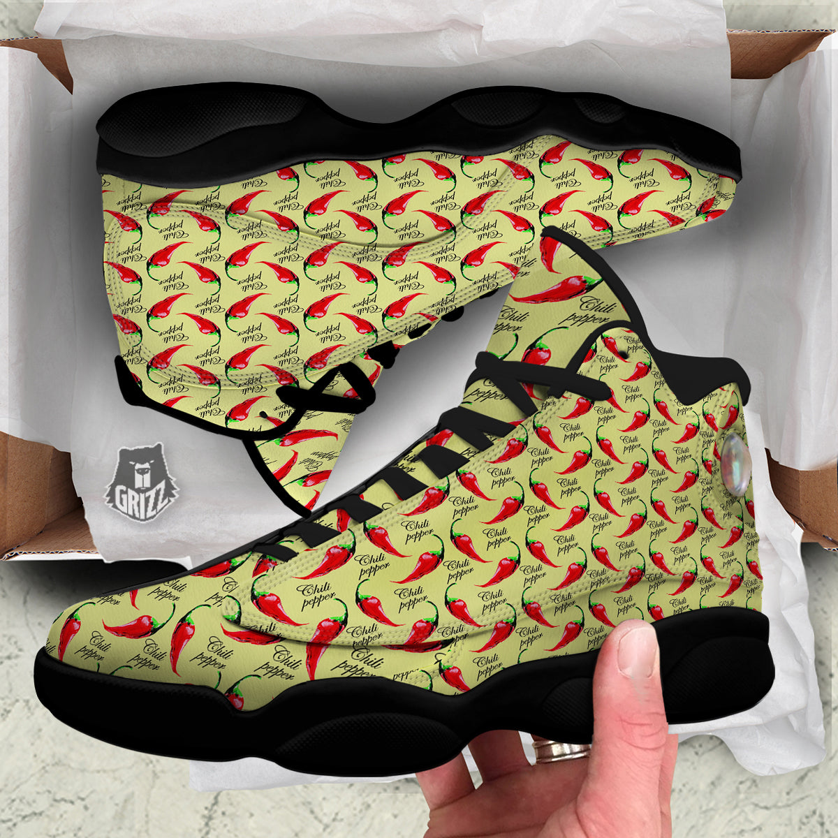 Chili Pepper Vintage Print Pattern Black Basketball Shoes-grizzshop