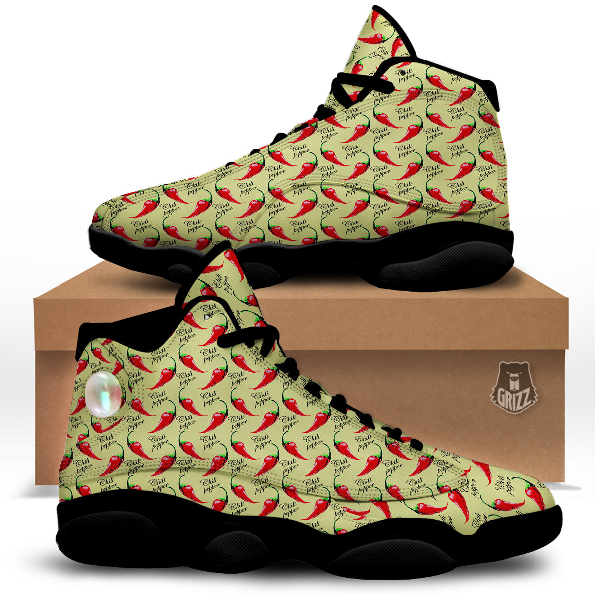 Chili Pepper Vintage Print Pattern Black Basketball Shoes-grizzshop