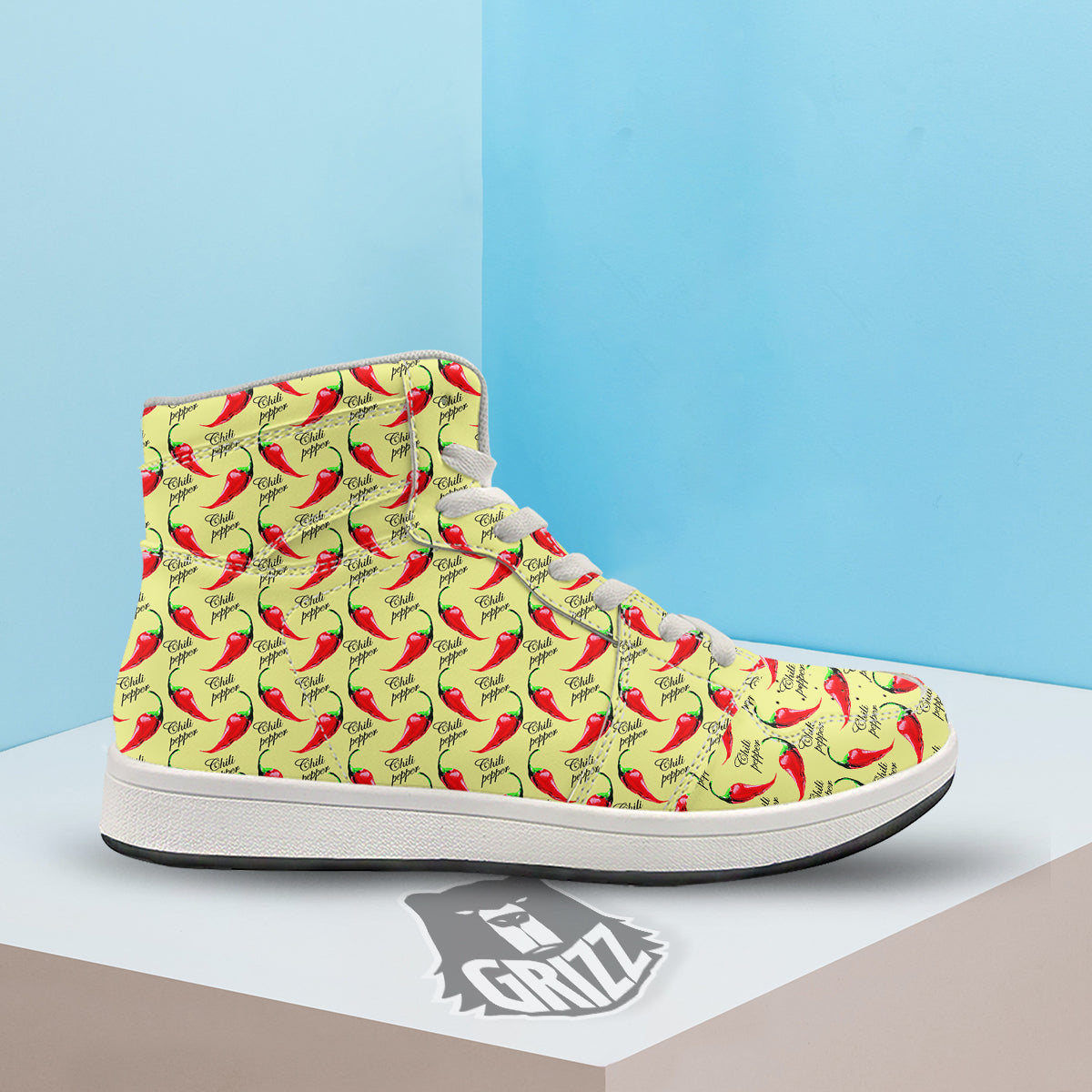 Chili Pepper Vintage Print Pattern High Top Sneakers-grizzshop