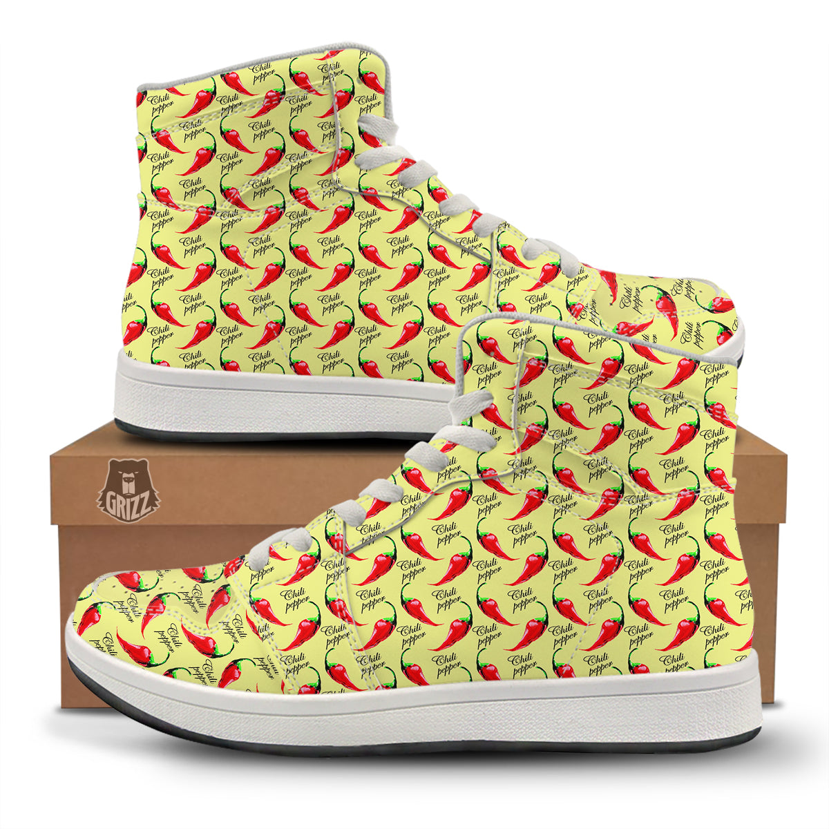 Chili Pepper Vintage Print Pattern High Top Sneakers-grizzshop