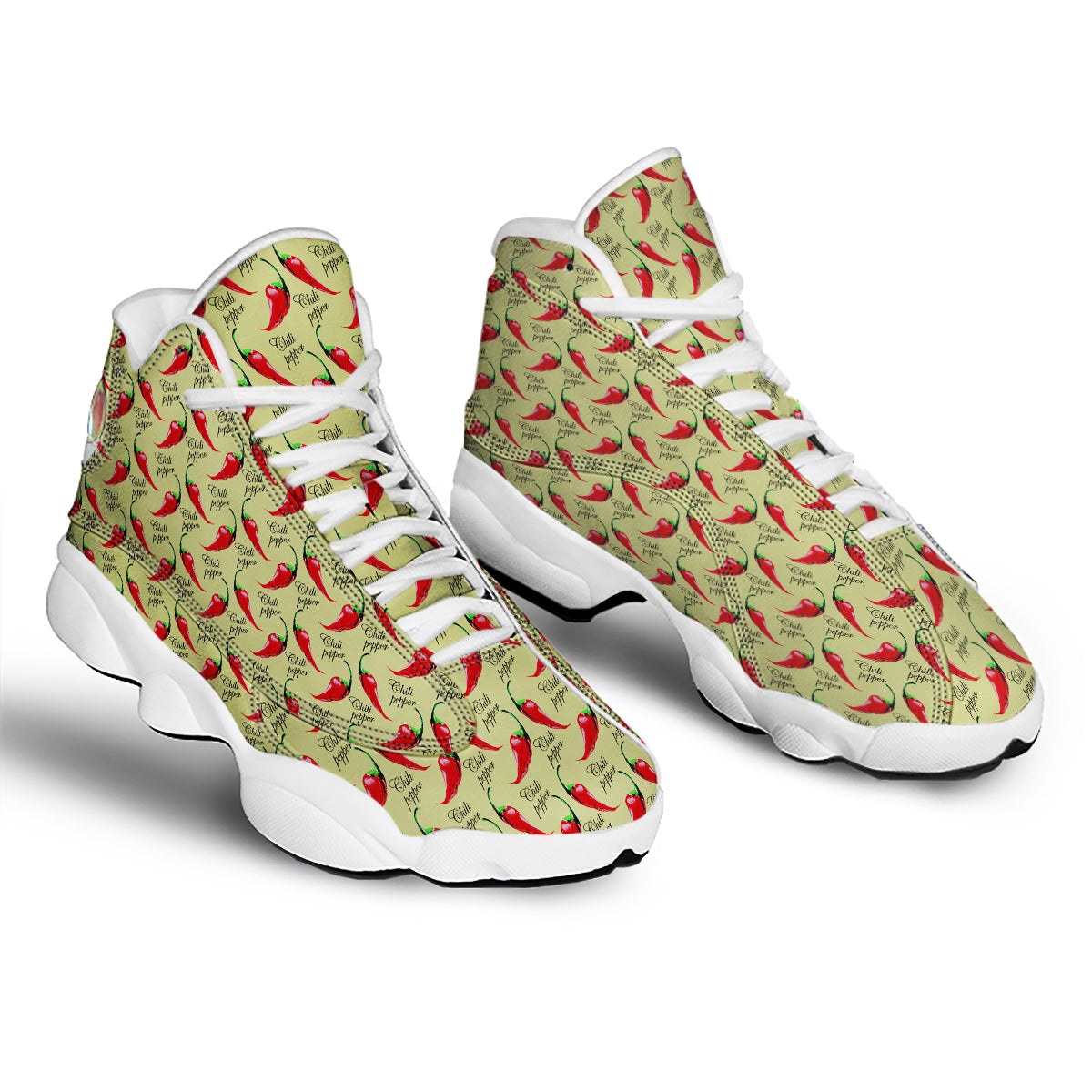 Chili Pepper Vintage Print Pattern White Basketball Shoes-grizzshop