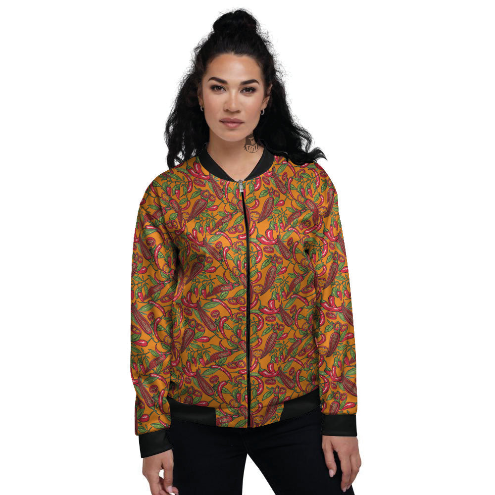 Chili Peppers Colorful Print Pattern Women's Bomber Jacket-grizzshop