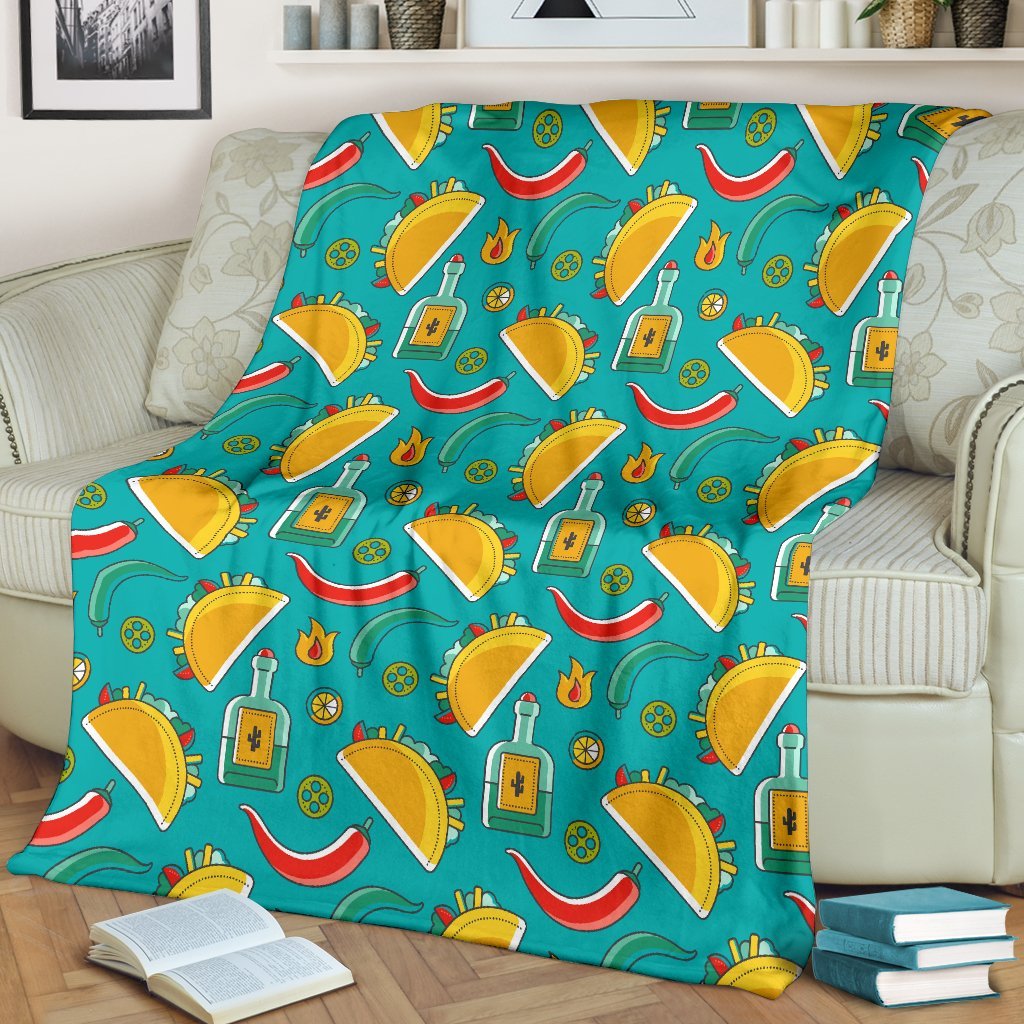 Chilli Taco Pattern Print Blanket-grizzshop