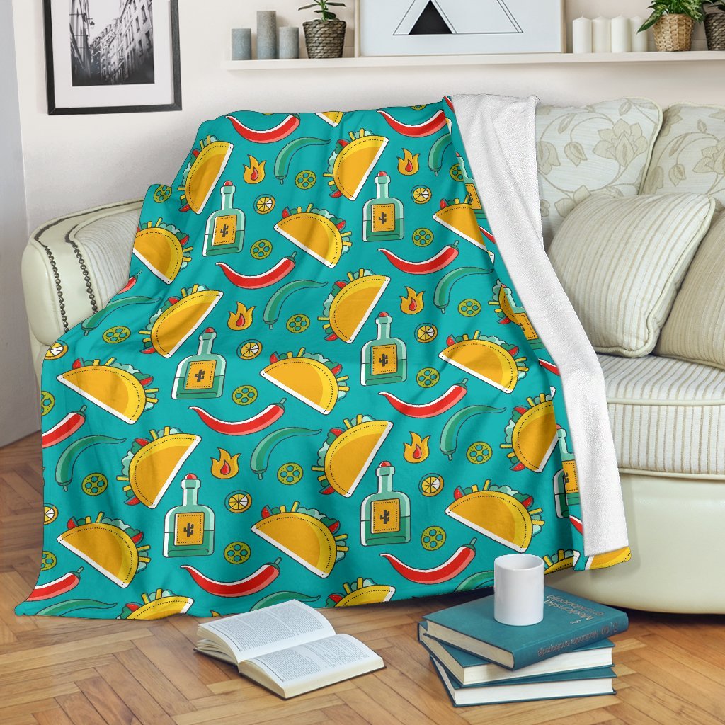 Chilli Taco Pattern Print Blanket-grizzshop