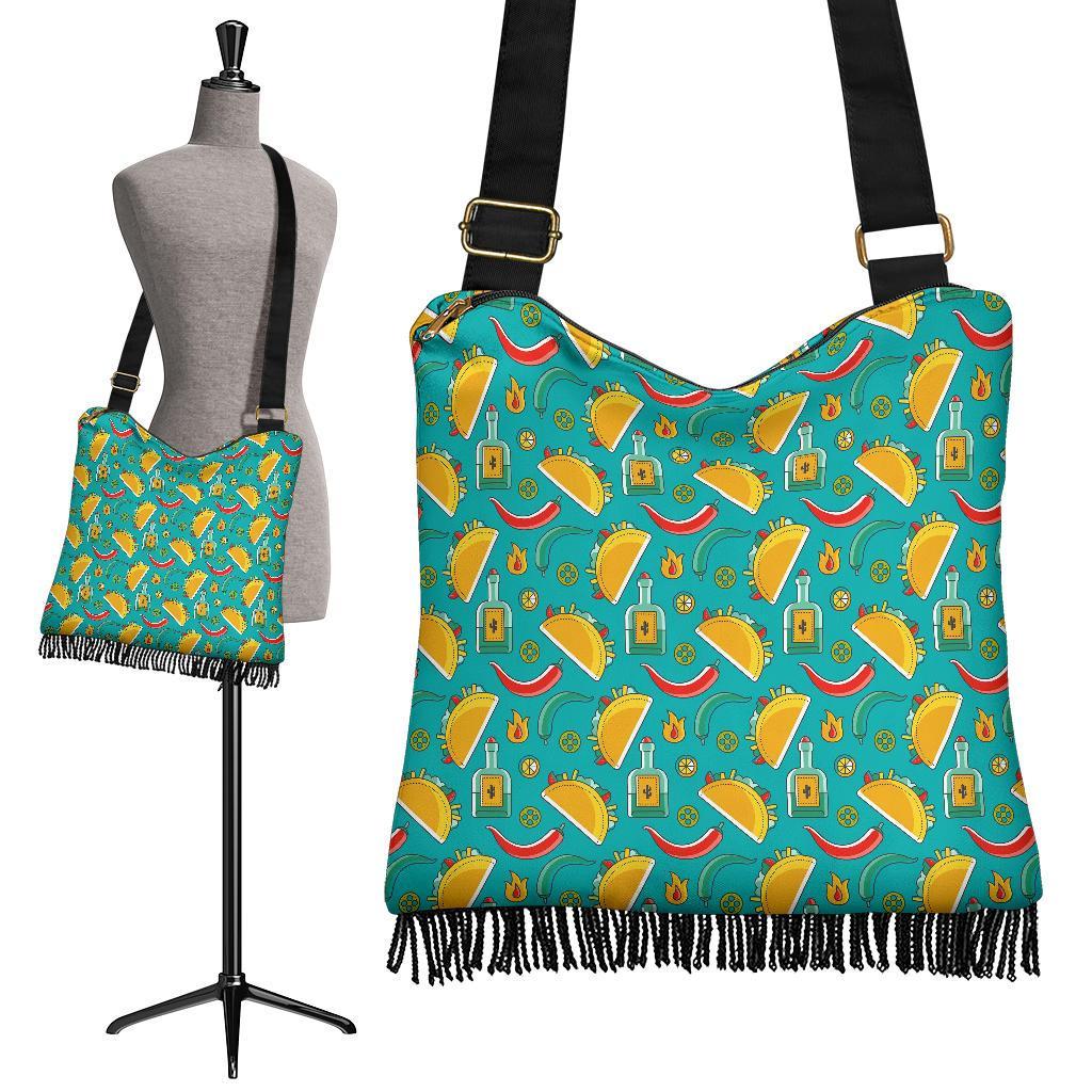 Chilli Taco Pattern Print Crossbody Bags-grizzshop