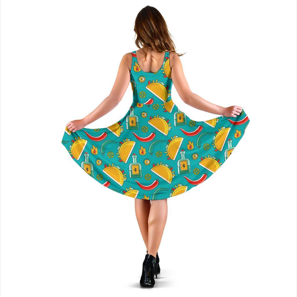 Chilli Taco Pattern Print Dress-grizzshop