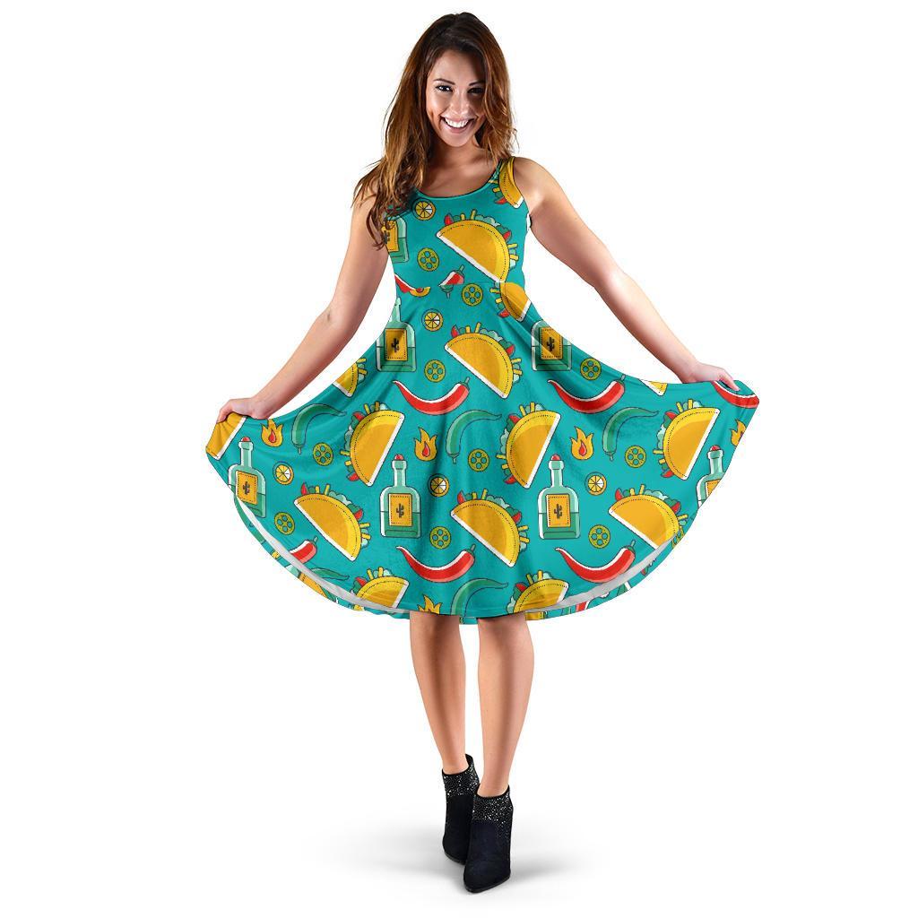 Chilli Taco Pattern Print Dress-grizzshop
