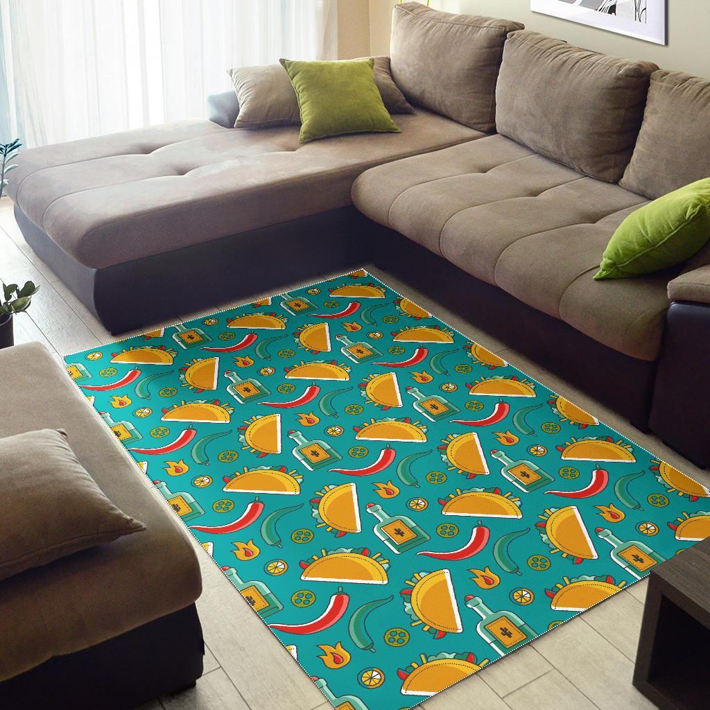 Chilli Taco Pattern Print Floor Mat-grizzshop