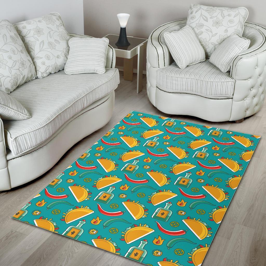 Chilli Taco Pattern Print Floor Mat-grizzshop