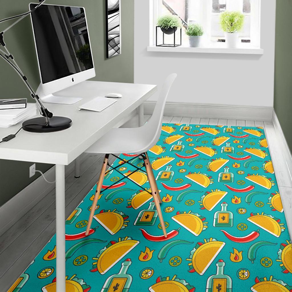 Chilli Taco Pattern Print Floor Mat-grizzshop