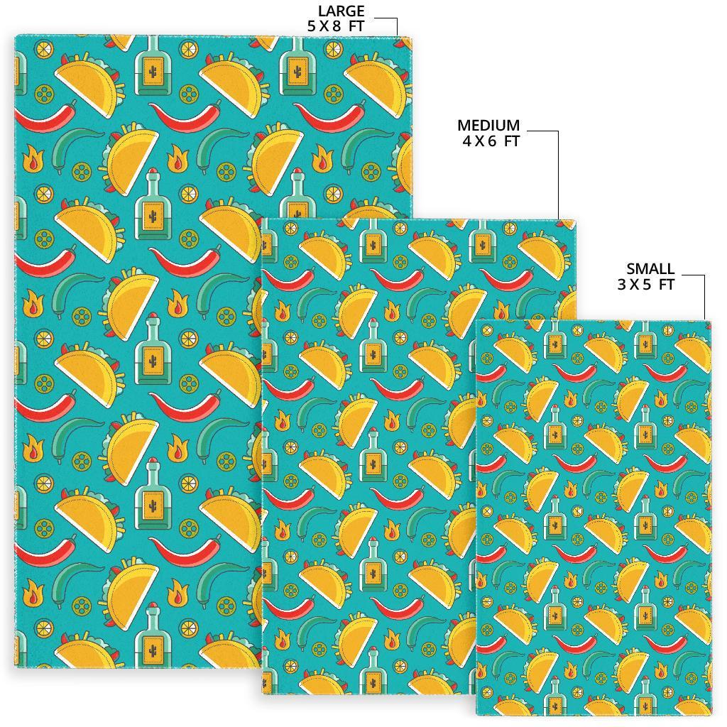 Chilli Taco Pattern Print Floor Mat-grizzshop