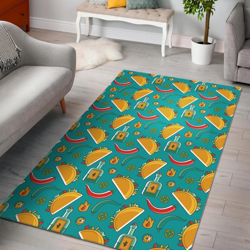 Chilli Taco Pattern Print Floor Mat-grizzshop