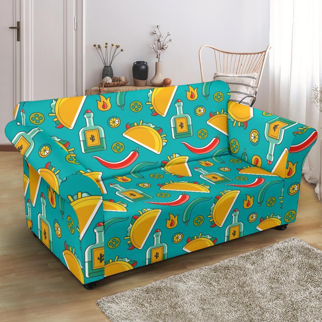 Chilli Taco Pattern Print Loveseat Cover-grizzshop