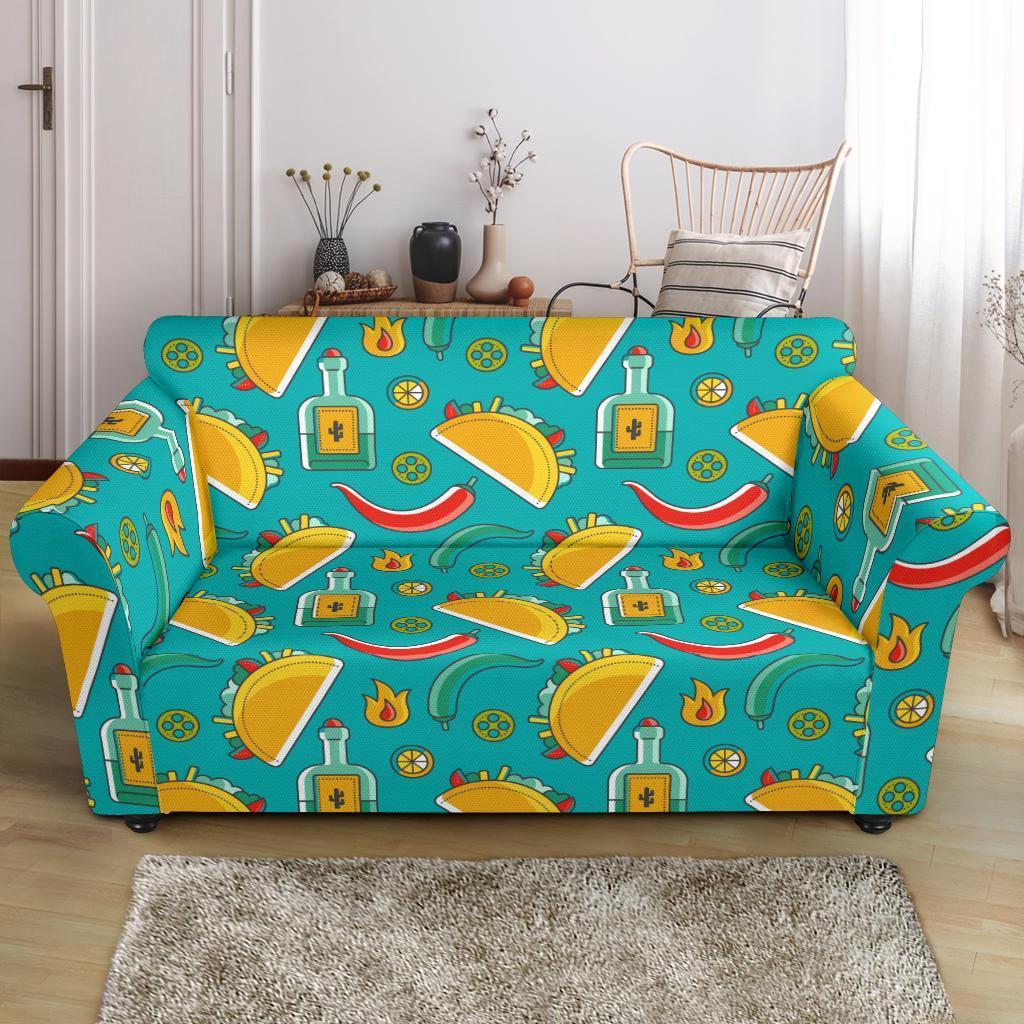 Chilli Taco Pattern Print Loveseat Cover-grizzshop