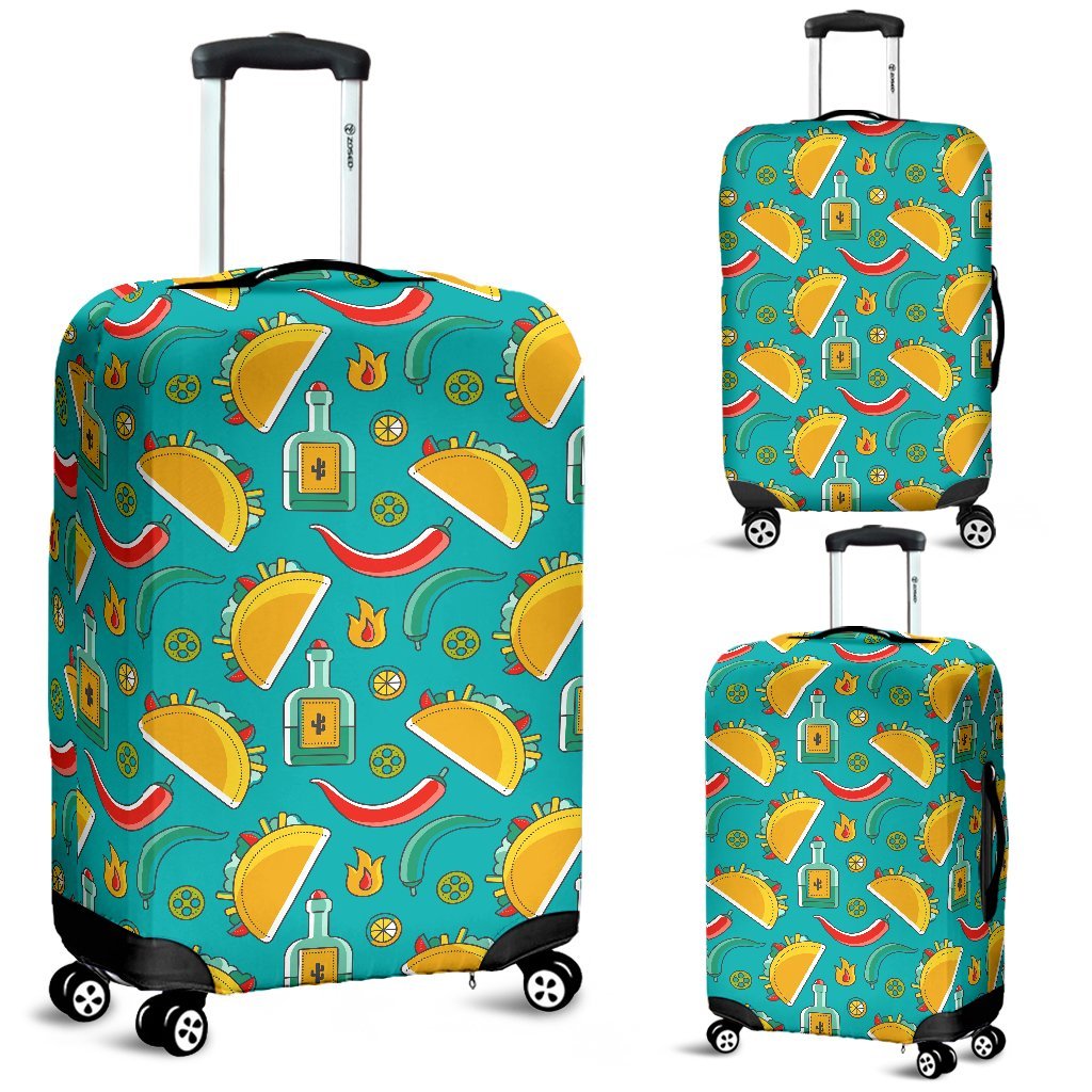 Chilli Taco Pattern Print Luggage Cover Protector-grizzshop