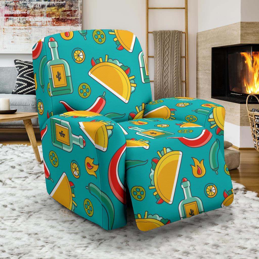 Chilli Taco Pattern Print Recliner Cover-grizzshop