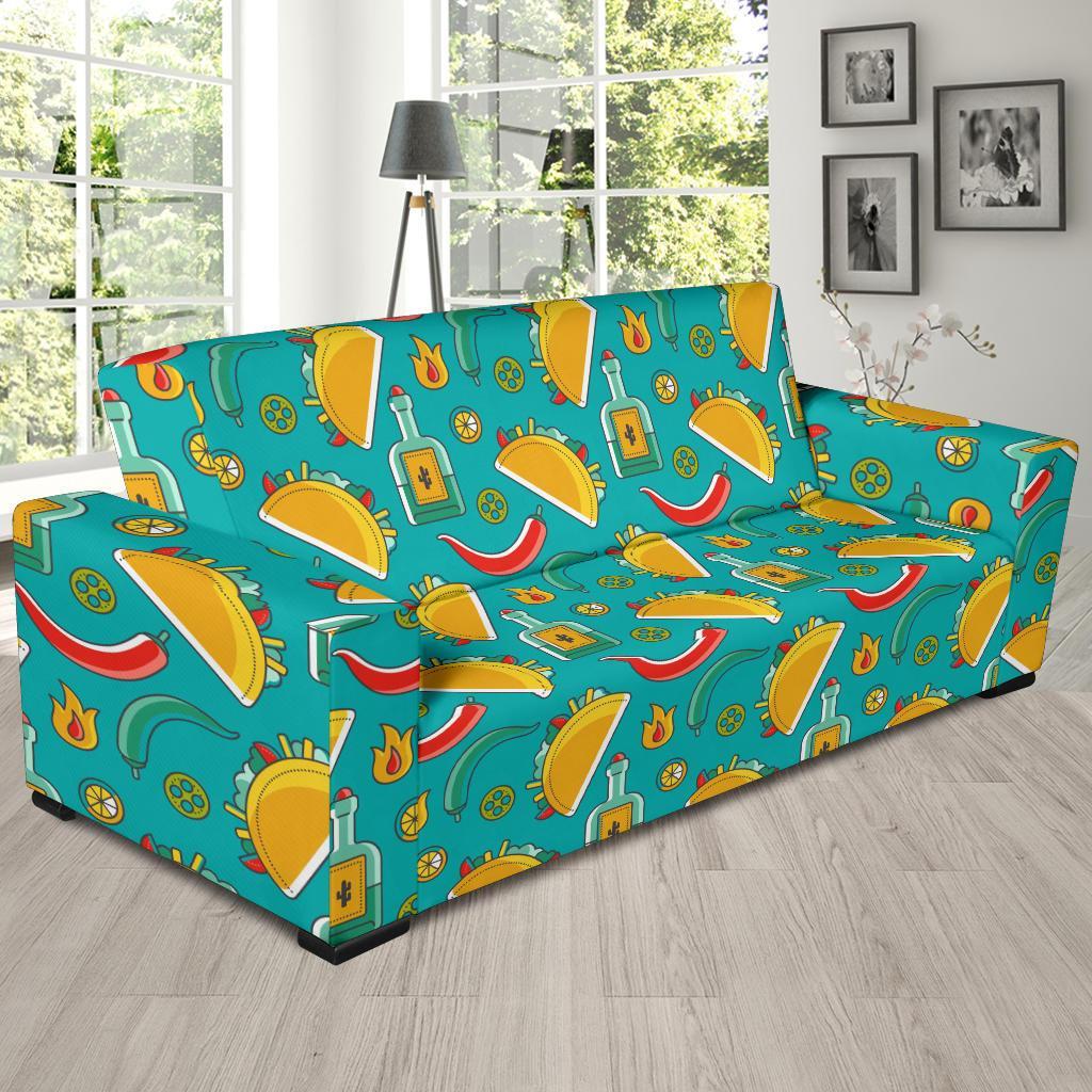 Chilli Taco Pattern Print Sofa Covers-grizzshop