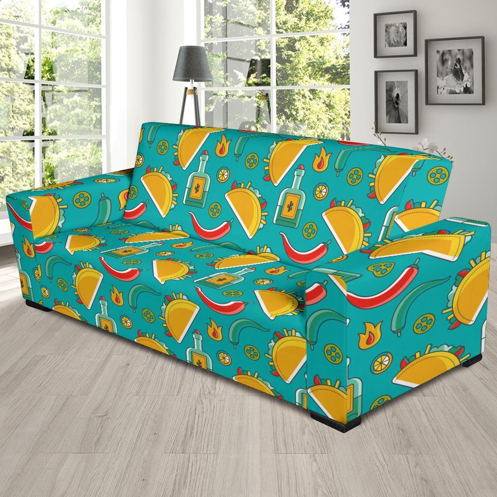 Chilli Taco Pattern Print Sofa Covers-grizzshop