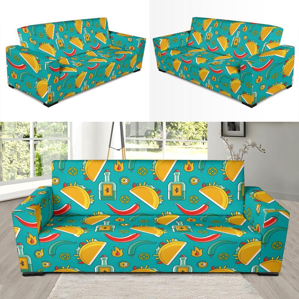 Chilli Taco Pattern Print Sofa Covers-grizzshop