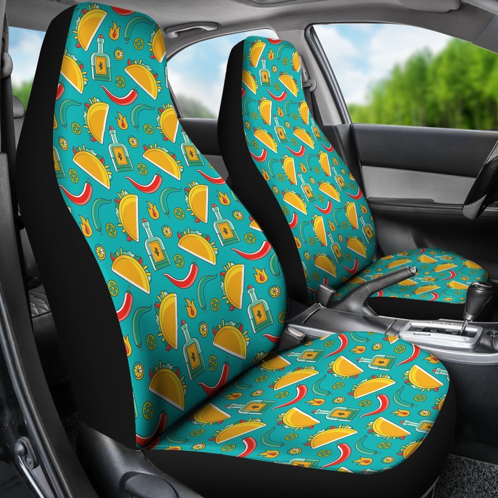 Chilli Taco Pattern Print Universal Fit Car Seat Cover-grizzshop
