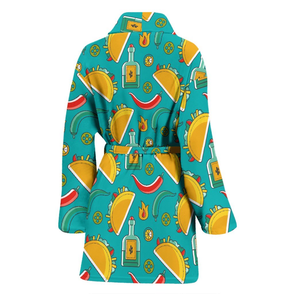 Chilli Taco Pattern Print Women Long Robe-grizzshop