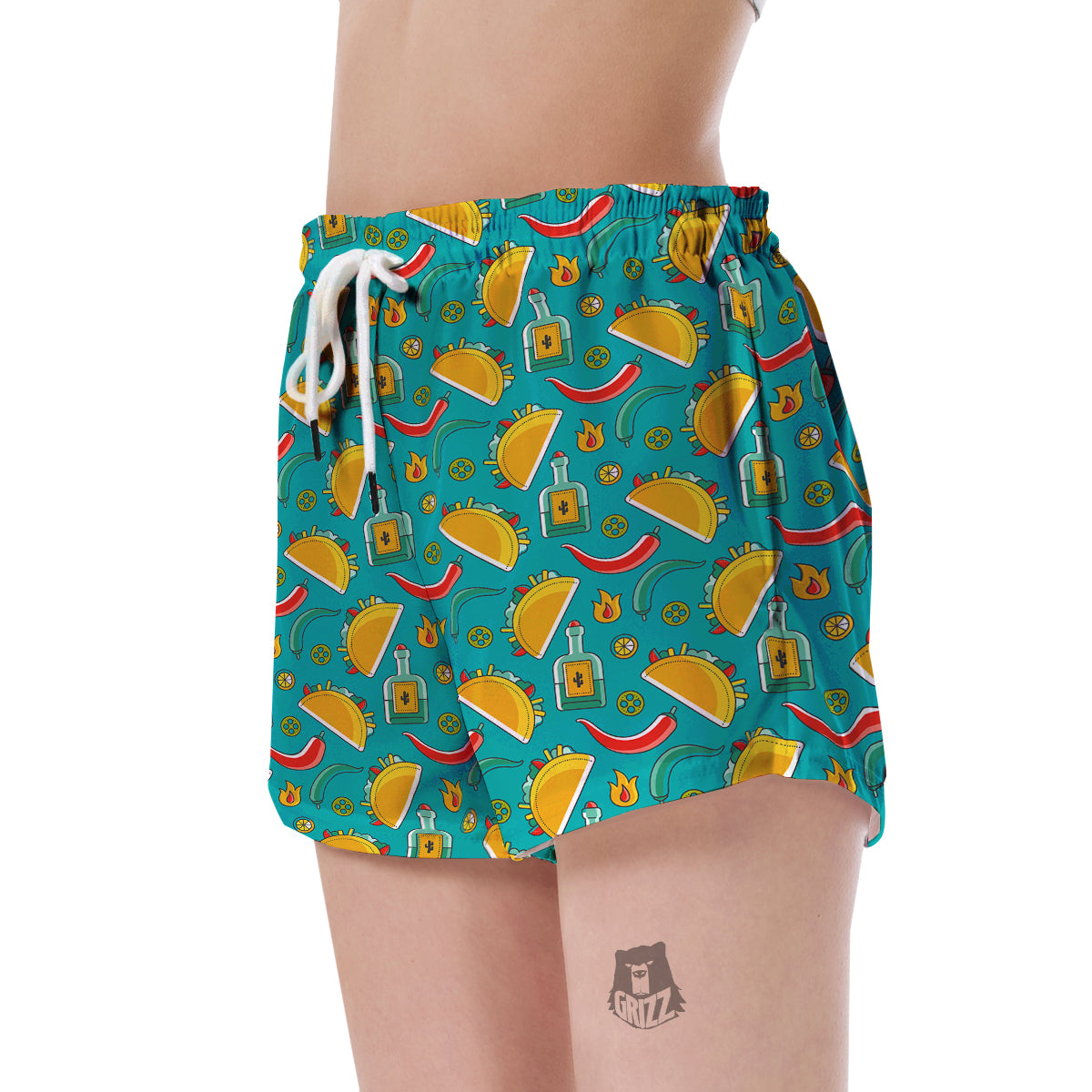 Chilli Taco Pattern Print Women's Shorts-grizzshop
