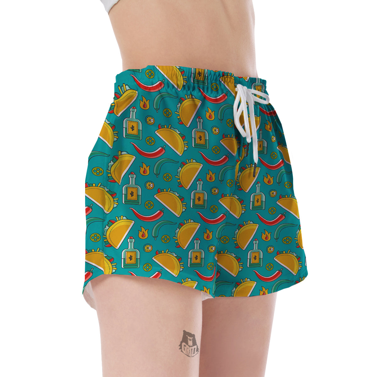 Chilli Taco Pattern Print Women's Shorts-grizzshop