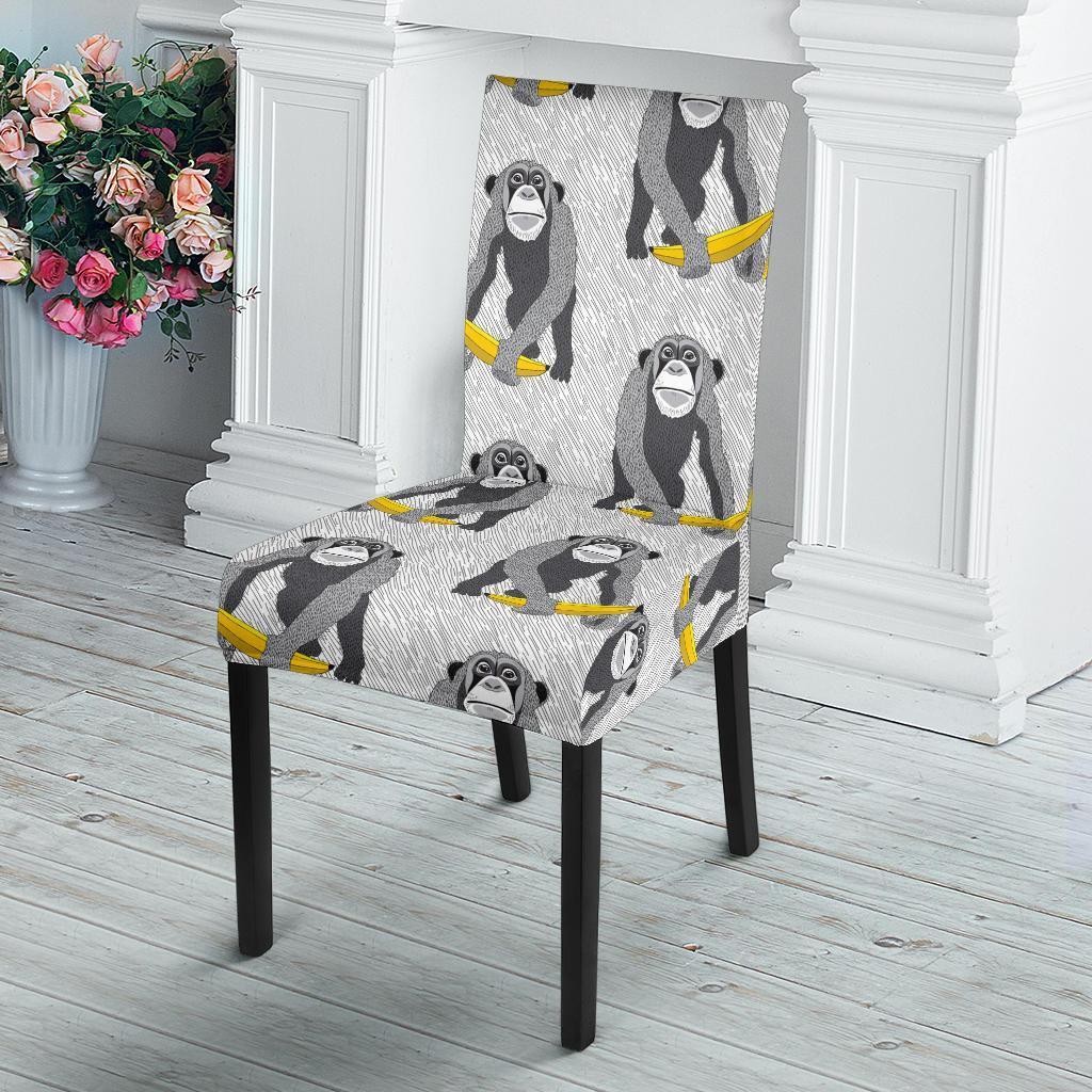 Chimp Monkey Banana Pattern Print Chair Cover-grizzshop