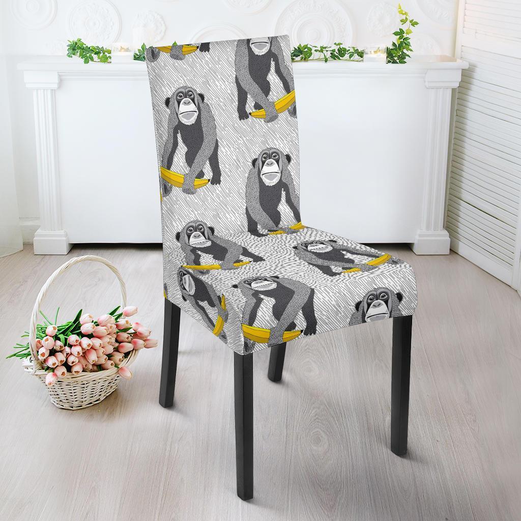 Chimp Monkey Banana Pattern Print Chair Cover-grizzshop