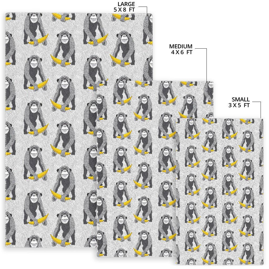 Chimp Monkey Banana Pattern Print Floor Mat-grizzshop