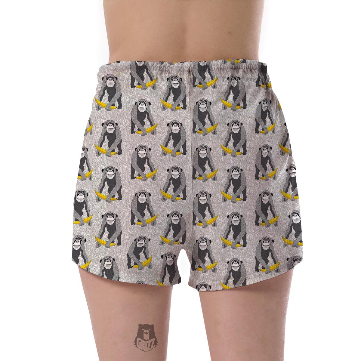 Chimp Monkey Banana Pattern Print Women's Shorts-grizzshop